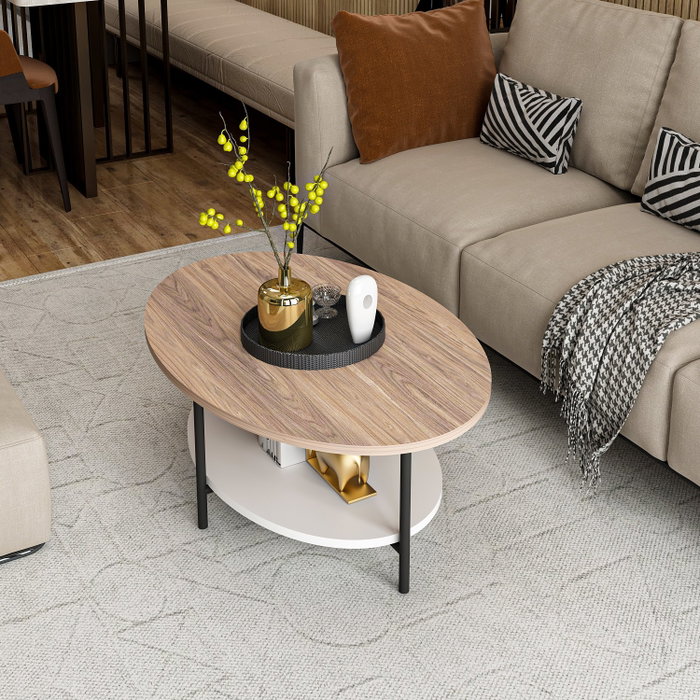 Hanah Home Mesa de Centro Elis Roble y Blanco
